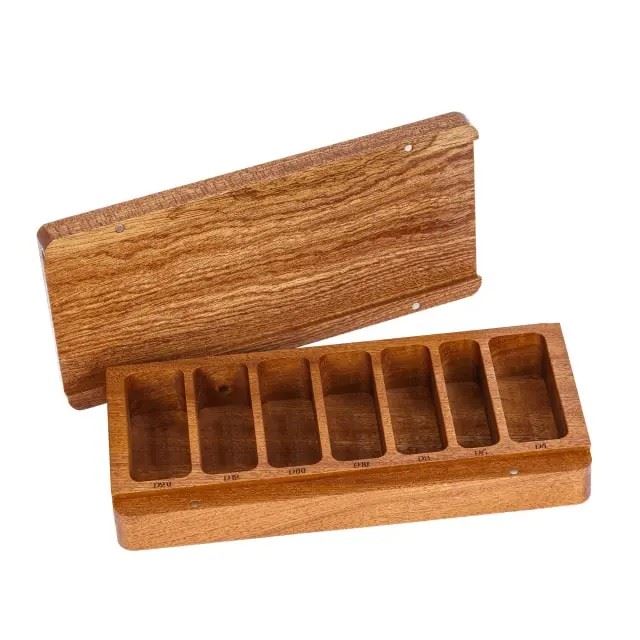 Plain Sapele Wood with 7 Slots -  Magnetic Dice Storage