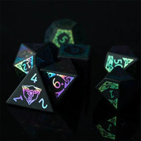 Thumbnail for Celtic Knot on Black Obsidian Gemstone - 7pcs RPG Dice Set