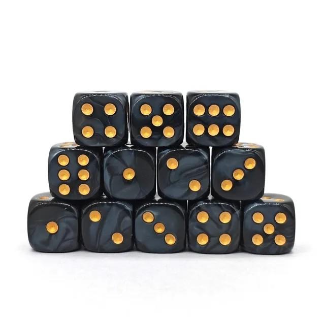 30pcs D6 12mm Dice Acrylic Blend Pips Gold Font Black