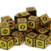 Thumbnail for 16mm Black & Yellow Acrylic Lattice  - 6pcs D6 RPG Dice Set