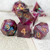 Thumbnail for Candy in Purple & Black with Copper Foil Sharp Resin - 7pcs RPG Dice Set