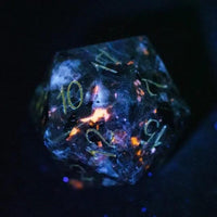 Thumbnail for D20 35mm Dice Gem Stone Glow Gold Font Yooperlite