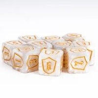 Thumbnail for 6pcs D6 16mm Dice Acrylic Gold Font Shield White