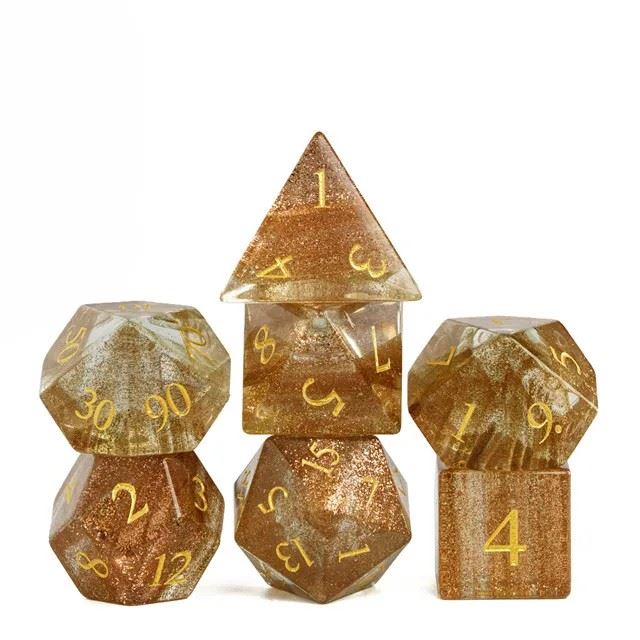 Glitter Clear Glass - 7pcs RPG Dice Set