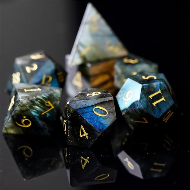 Blue Labradorite Gemstone - 7pcs RPG Dice Set