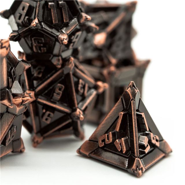 7pcs RPG Dice Set - Spiky Copper Metal