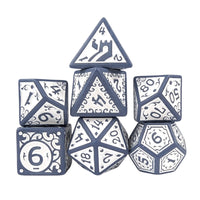 Thumbnail for White Vines on Grey Acrylic - 7pcs RPG Full Dice Set White Stack