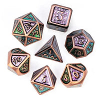 Thumbnail for 7pcs Dice Metal Enamel Copper Glitter Green