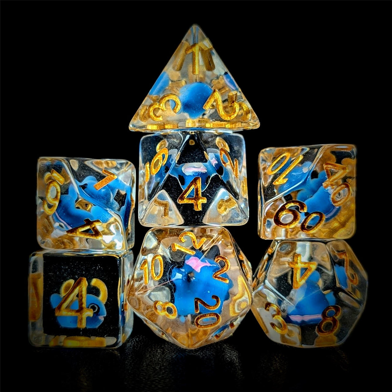 Blue Whale in Clear Resin - 7pcs RPG Full Dice Set