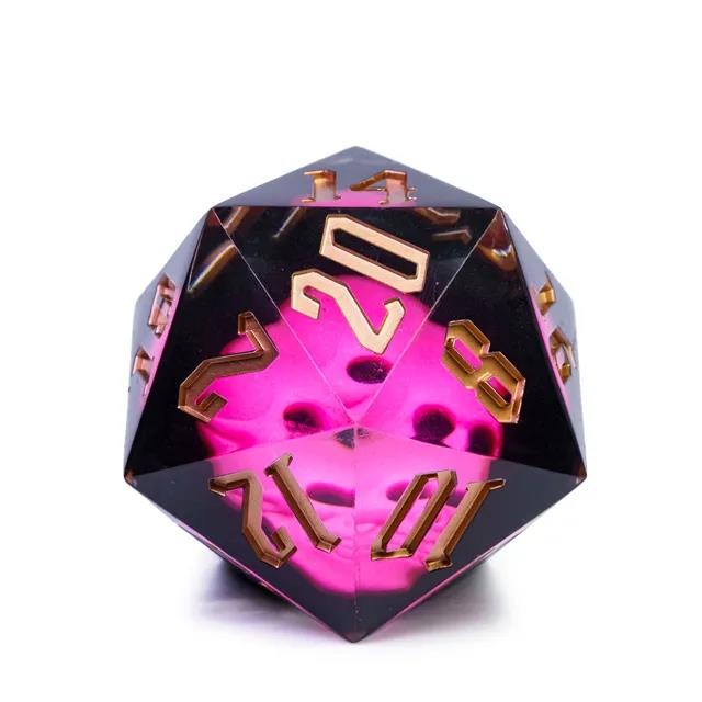 Pink Skull in Black Sharp Resin - D20 RPG Dice