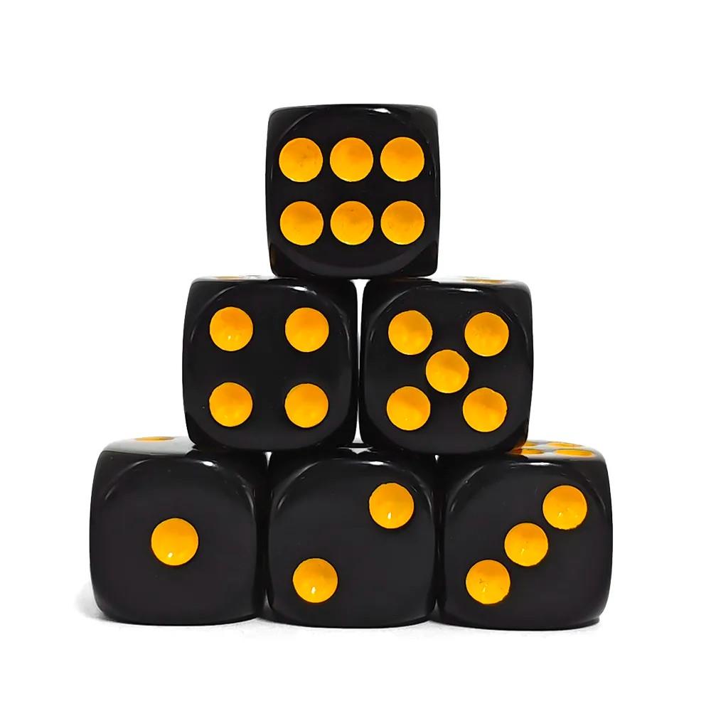 30pcs D6 16mm Dice Acrylic Pips Yellow Font Black