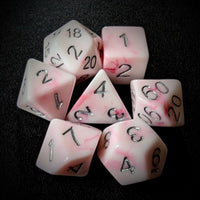 Thumbnail for Pink Swirl in White Resin - 7pcs RPG Full Dice Set