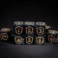 Thumbnail for 6pcs D6 16mm Dice Acrylic Gold Font Shield Black
