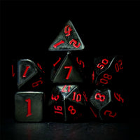 Thumbnail for Red on Solid Black Acrylic - 7pcs RPG Full Dice Set Dark Stack