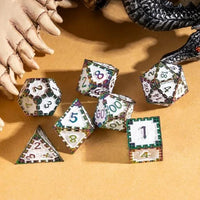 Thumbnail for 7pcs Dice Metal City Gate Rainbow Font White