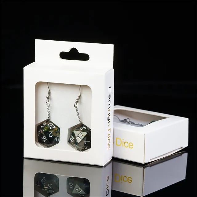 Black Clear Resin Layered - D20 Earings