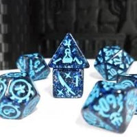 Thumbnail for 7pcs Dice Resin Pattern Class Blue Font Blue