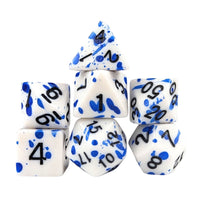 Thumbnail for Blue Blood Splatter on White Acrylic - 7pcs RPG Full Dice Set White Stack