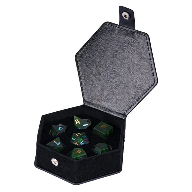 Cracked & Frosted Green Glass - 7pcs RPG Dice Set