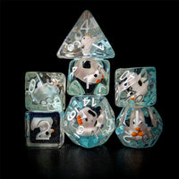 Thumbnail for Duck in Clear & Blue Resin - 7pcs RPG Full Dice Set