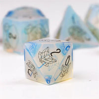 Thumbnail for Beasts on Clear Opalite Gemstone - 7pcs RPG Dice Set