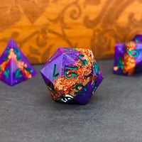 Thumbnail for Copper Band in Purple Filled Sharp Resin - 7pcs RPG Dice Set