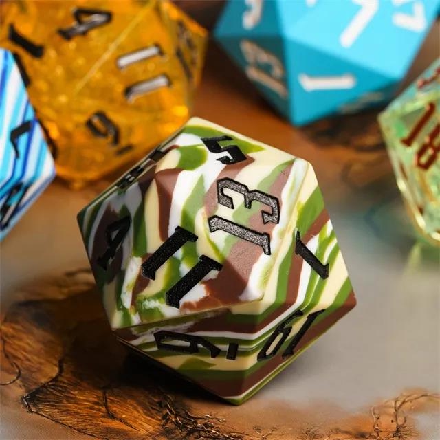 Brown & Green Layered Silicone - D20 RPG Dice