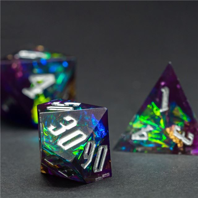 Candy in Purple & Black Sharp Resin - 7pcs RPG Dice Set