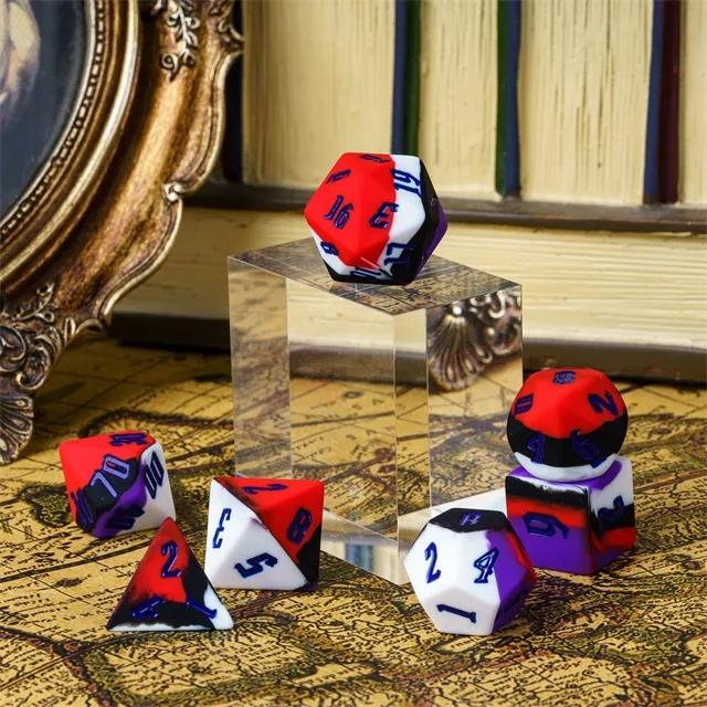 Red & white Layered Silicone - 7pcs RPG Full Dice Set