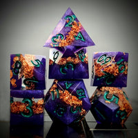 Thumbnail for Copper Band in Purple Filled Sharp Resin - 7pcs RPG Dice Set