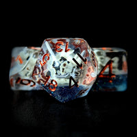Thumbnail for Dragon Skull in Clear & Blue Resin - 7pcs RPG Full Dice Set