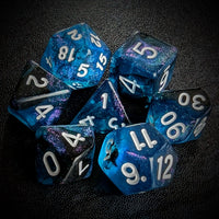 Thumbnail for Glitter in Blue & Black Acrylic - 7pcs RPG Full Dice Set
