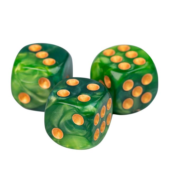 12mm Green Acrylic - 10pcs D6 RPG Dice Set