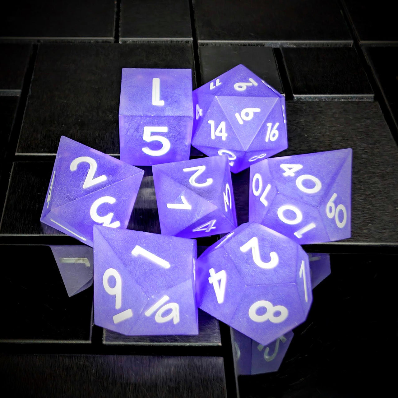 7pcs Dice Sharp Frosted Purple