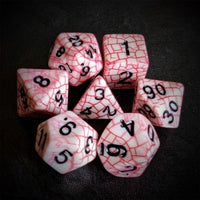 Thumbnail for Cracked Red on White Acrylic - 7pcs RPG Full Dice Set Top