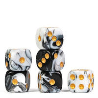 Thumbnail for 16mm White & Black Acrylic  - 6pcs D6 RPG Dice Set