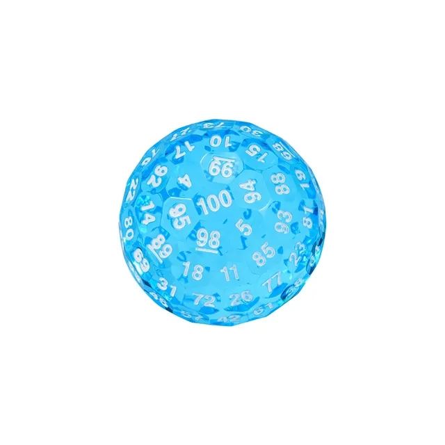 Clear & Blue Dimple Face Acrylic - D100 RPG Dice