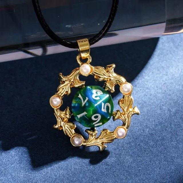 Blue & Green with Gold Chain D10 Necklace