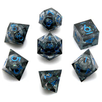 Thumbnail for Spider Ball in Clear & Black Filled Sharp Resin - 7pcs RPG Dice Set