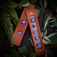 Thumbnail for Gear in Blue Enamel Silver Metal - 7pcs RPG Dice Set