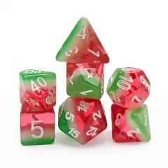 7pcs Dice Resin Layer White Font Green White Red
