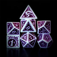 Thumbnail for Purple Vines on White Acrylic - 7pcs RPG Full Dice Set