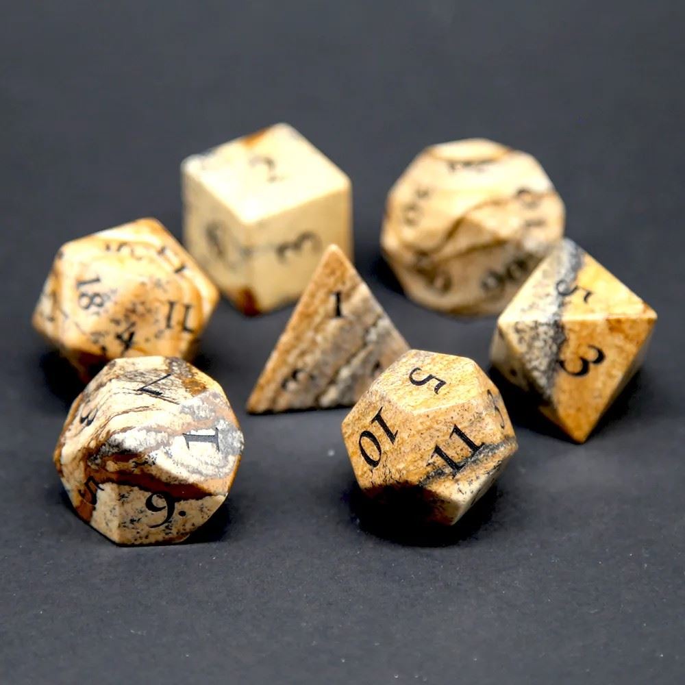 Yellow Jasper Gemstone - 7pcs RPG Dice Set