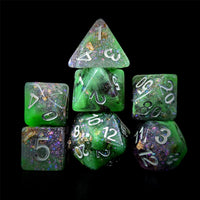 Thumbnail for Glitter in Purple & Green Resin - 7pcs RPG Full Dice Set