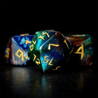 Thumbnail for Glitter in Green & Blue Acrylic - 7pcs RPG Full Dice Set Close