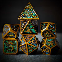 Thumbnail for Glitter Pink Enamel in Gold Metal - 7pcs RPG Dice Set