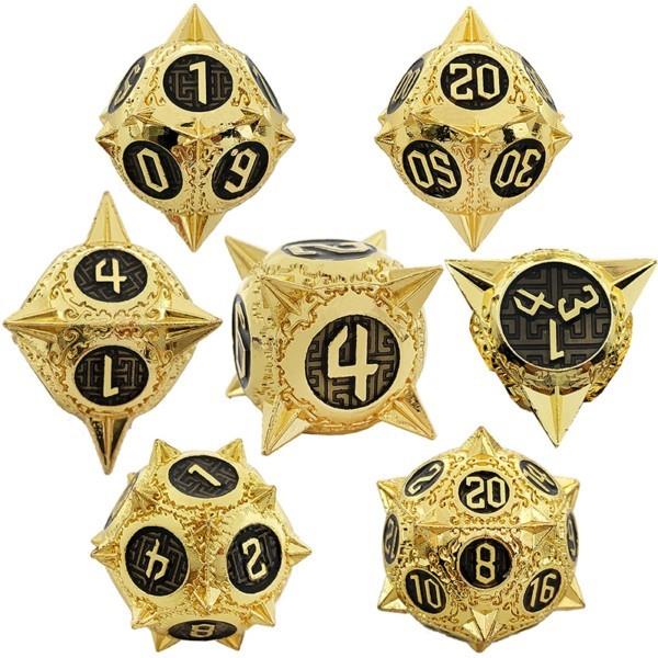 7pcs Dice Metal Spike Ball Gold Black