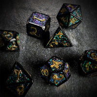 Thumbnail for Glitter Pink Enamel in Black Metal - 7pcs RPG Dice Set