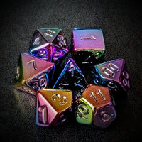 Thumbnail for Pink, Blue & Yellow Metallic Acrylic - 7pcs RPG Dice Set