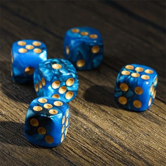 16mm Blue & Black Acrylic  - 6pcs D6 RPG Dice Set